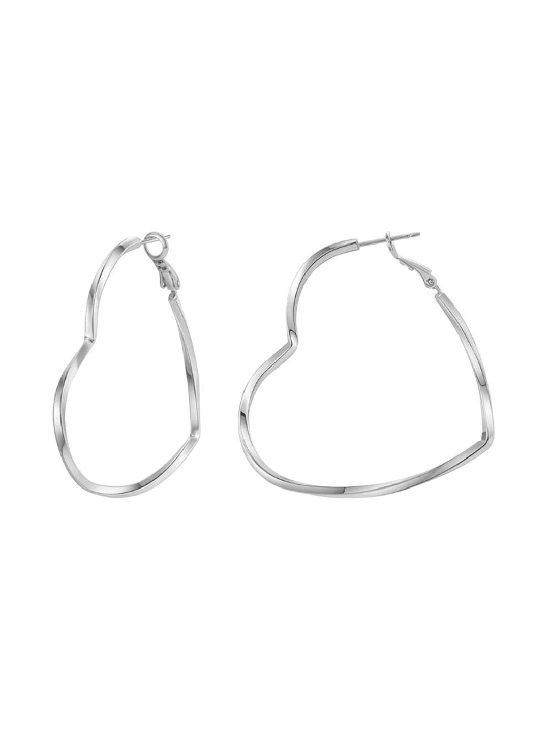 

EL REGALO Heart Shaped Hoop Earrings, Silver