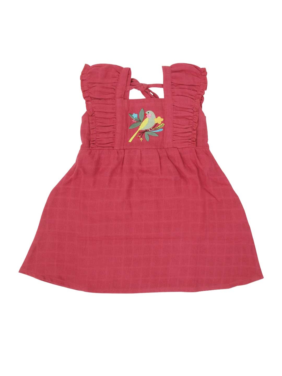 

A Toddler Thing Girls Puff Sleeve Organic Cotton A-Line Dress, Pink