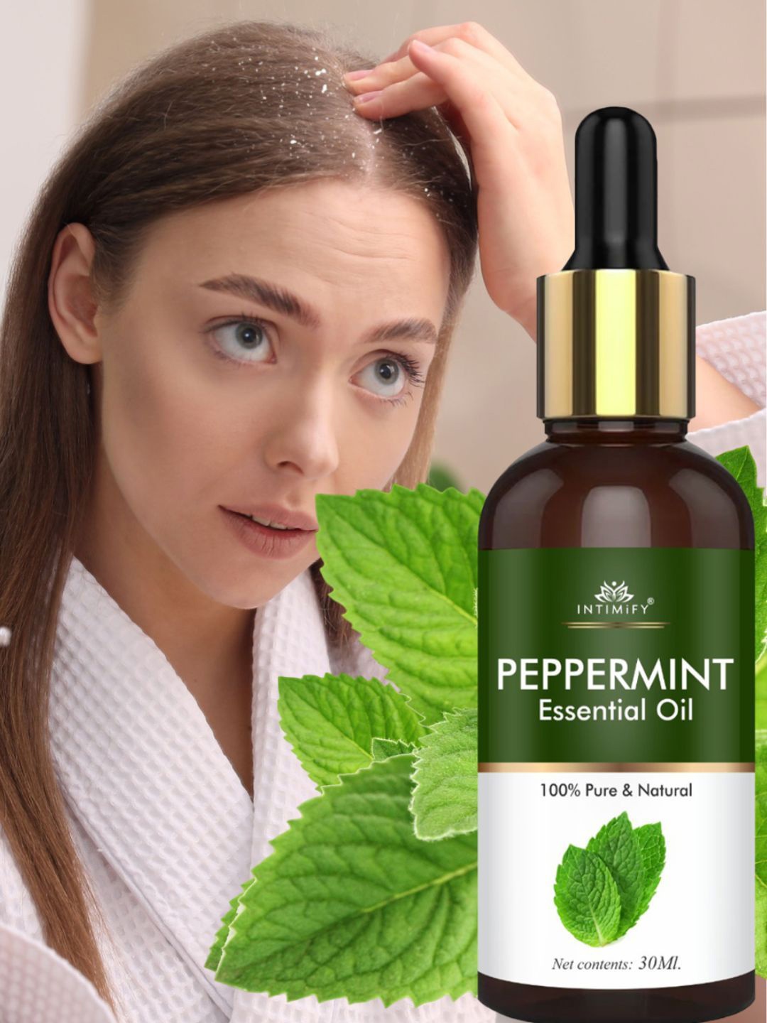 

INTIMIFY 100% Pure Peppermint Essential Oil For Hair Growth - 30ml, Transparent