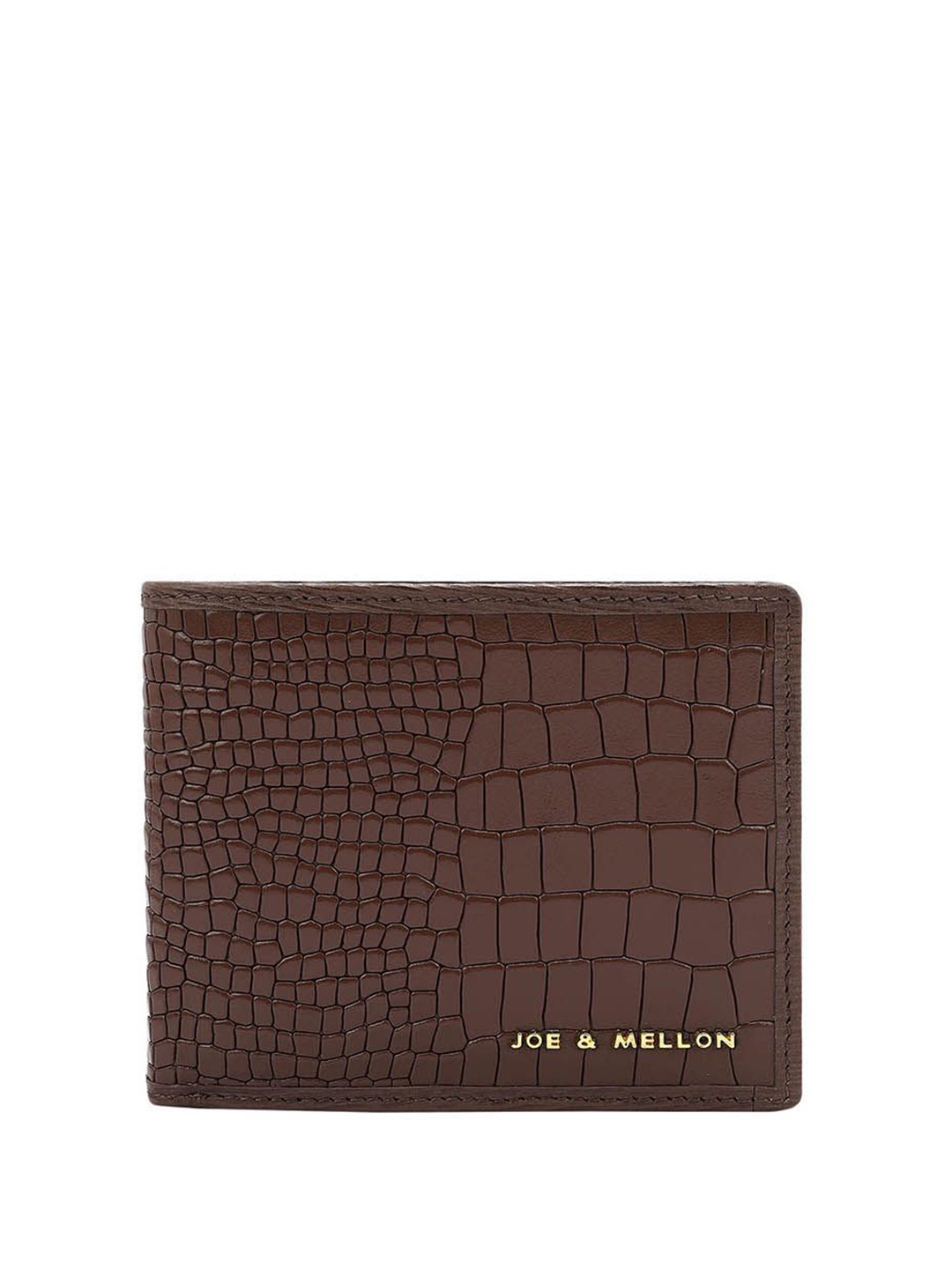 

Joe & Mellon Men Geometric Textured Leather Two Fold Wallet, Brown