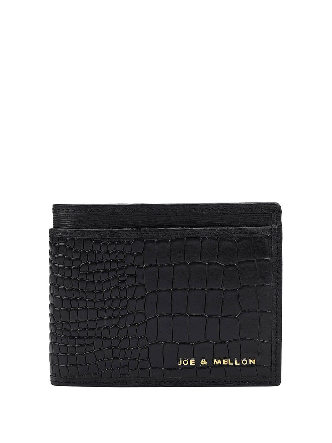

Joe & Mellon Men Abstract Textured Leather Two Fold Wallet, Black