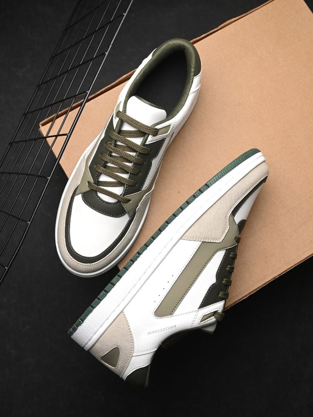 The Roadster Lifestyle Co. Men White Round Toe Sneakers, Beige