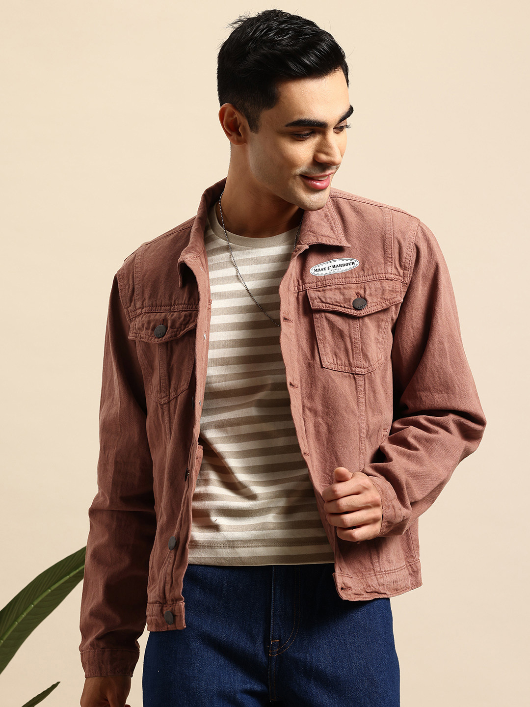

Mast & Harbour Spread Collar Denim Jacket, Rust