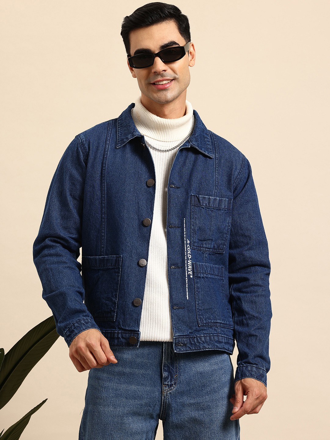 

Mast & Harbour Pure Cotton Denim Jacket, Navy blue