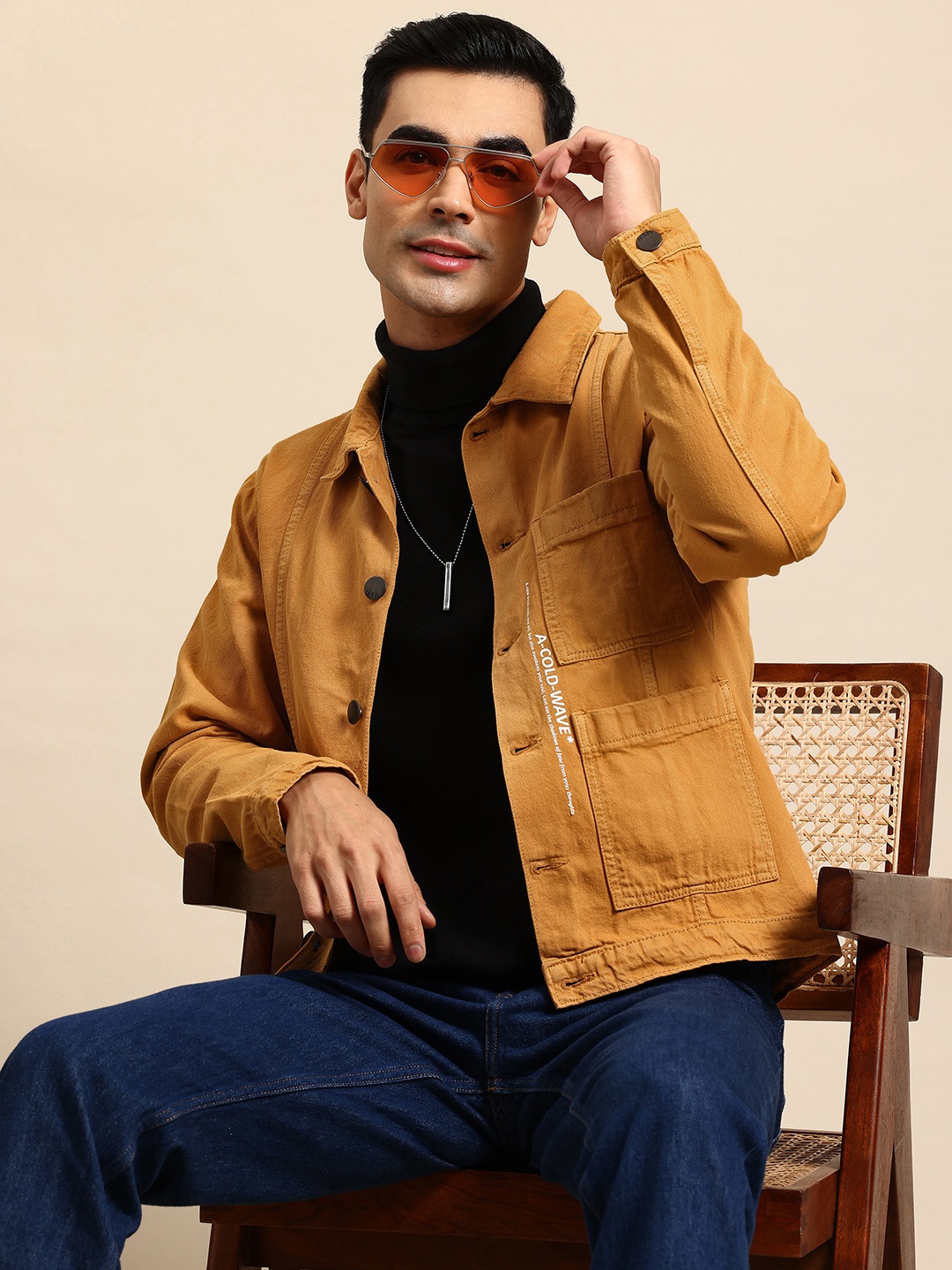 

Mast & Harbour Pure Cotton Denim Jacket, Mustard