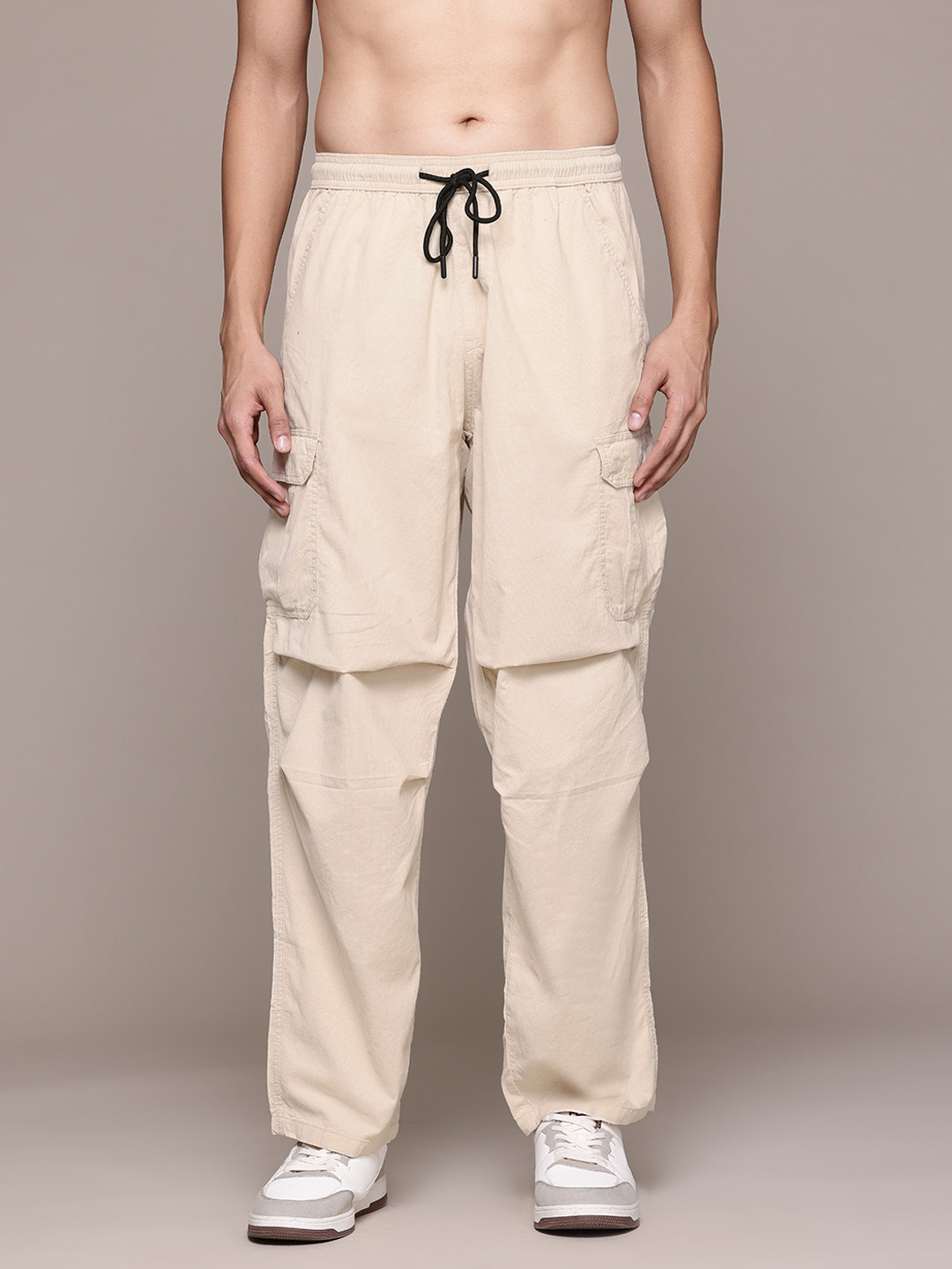 

The Roadster Lifestyle Co. Corduroy Cargo Style Trousers, Cream