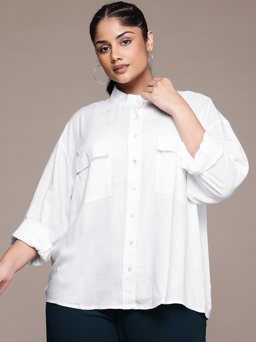 

The Roadster Lifestyle Co. Plus-Size Casual Shirt, White