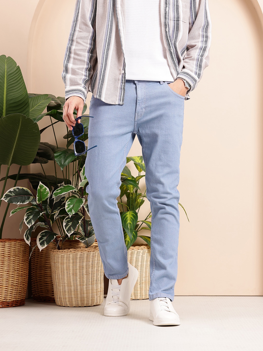 

Mast & Harbour Men Skinny Fit Mid-Rise Stretchable Jeans, Blue