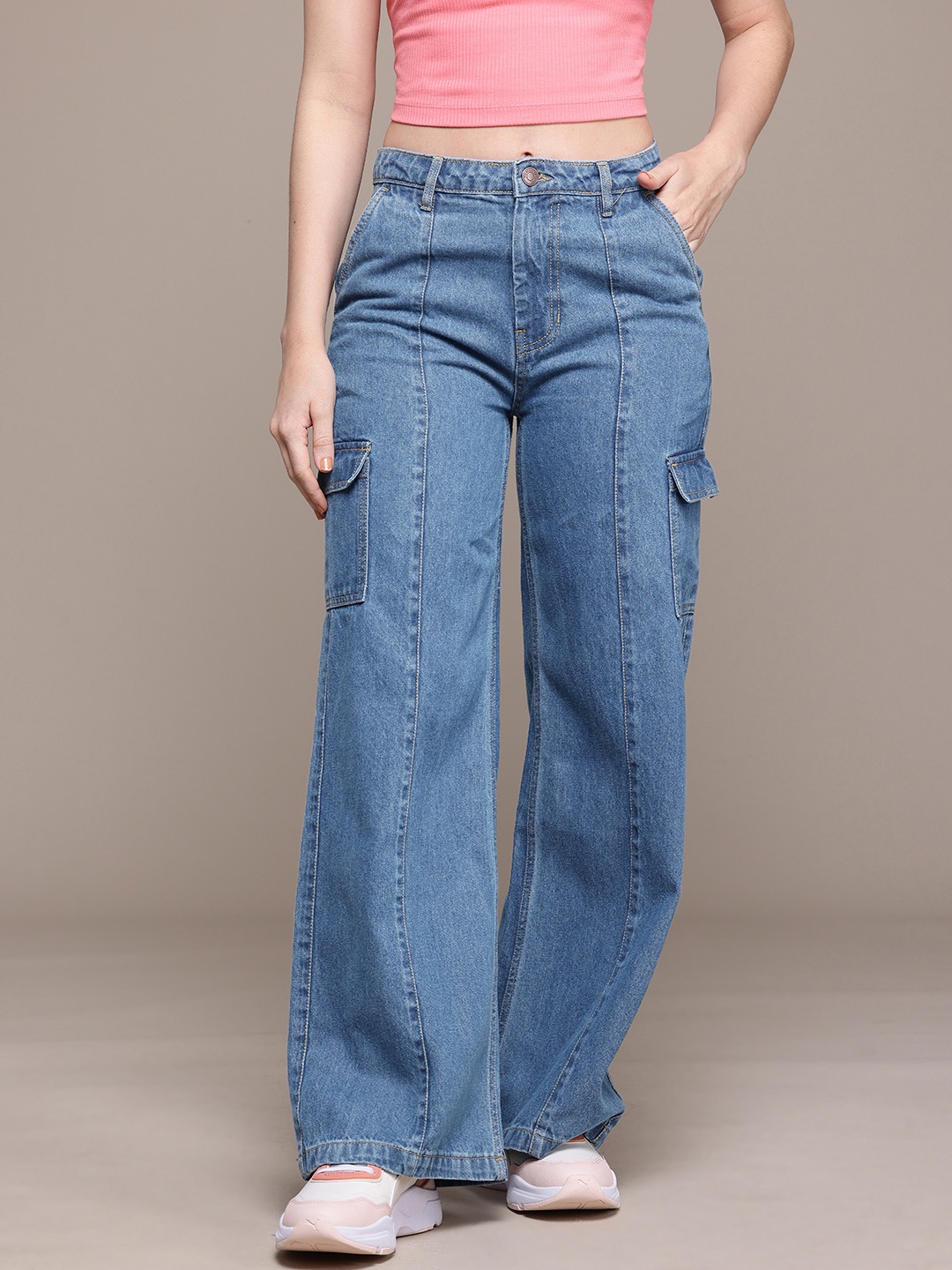 

The Roadster Lifestyle Co. Women Wide Leg High-Rise Jeans, Blue