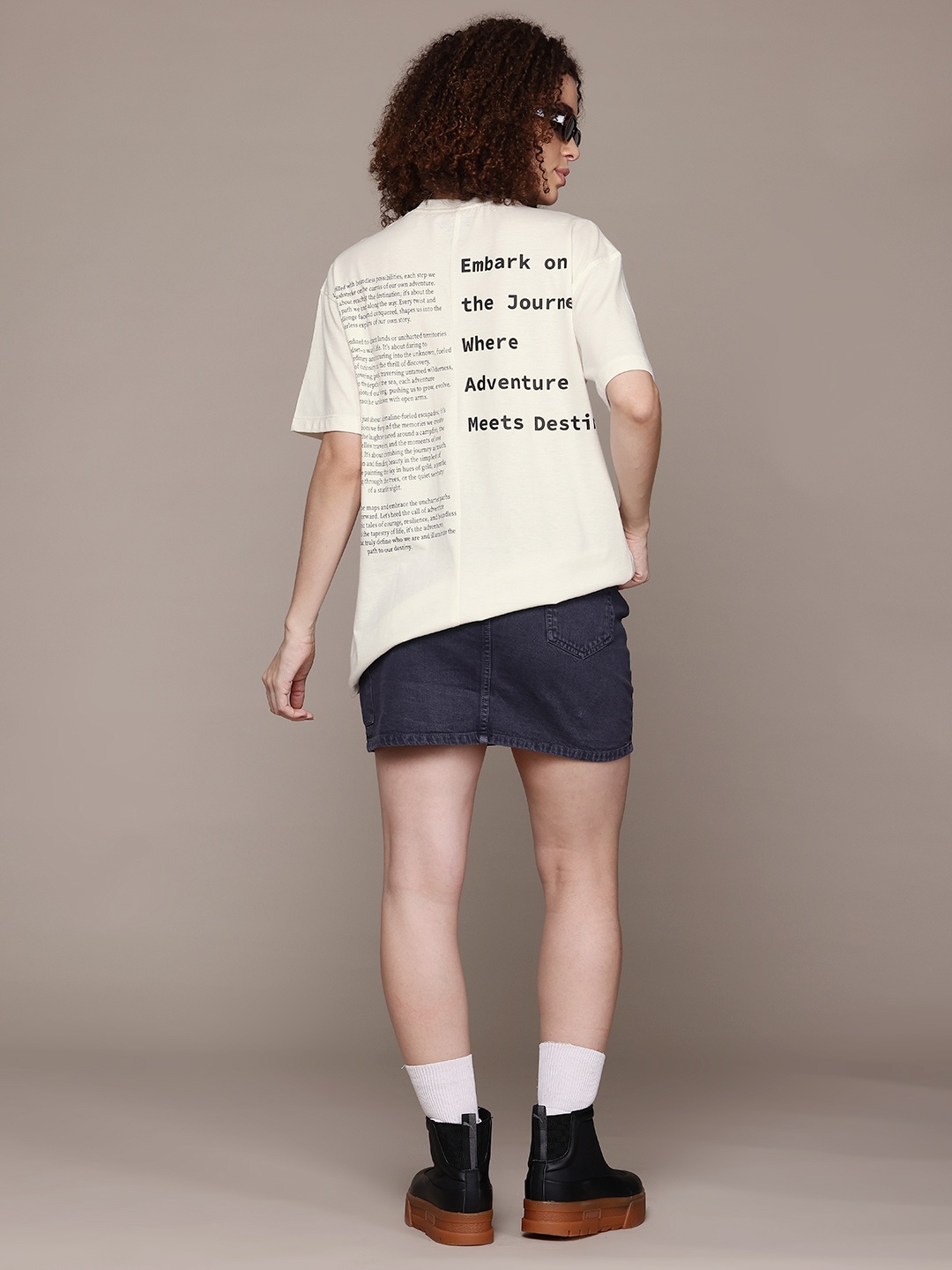 

The Roadster Lifestyle Co. Women Printed Oversized T-shirt, Off white