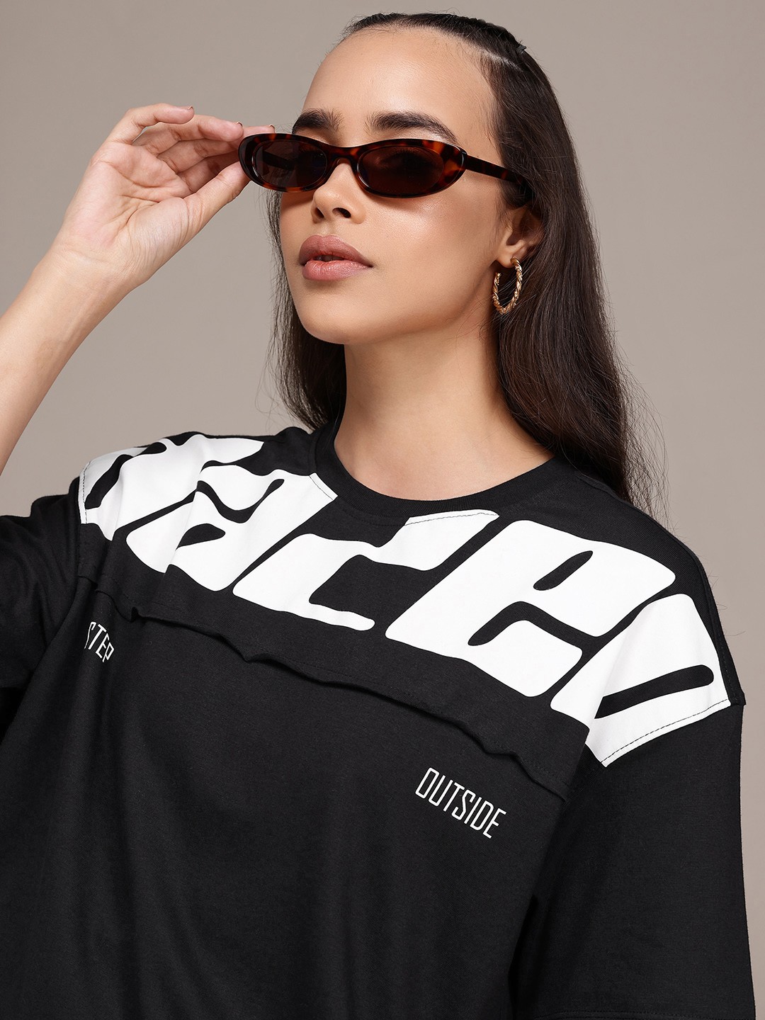 

The Roadster Lifestyle Co. Typography Oversized T-shirt, Black