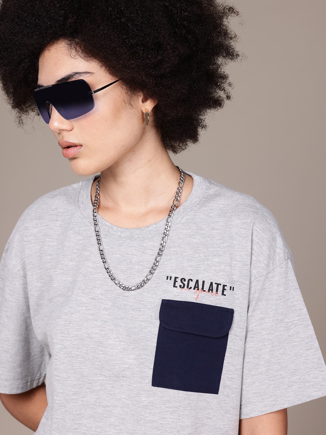 

The Roadster Lifestyle Co. Drop-Shoulder Relaxed T-shirt, Grey melange