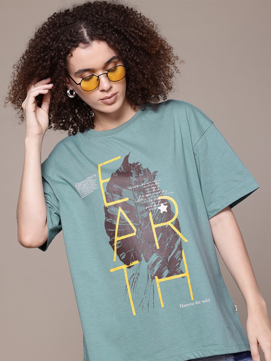 

The Roadster Lifestyle Co. Printed Oversized T-shirt, Green