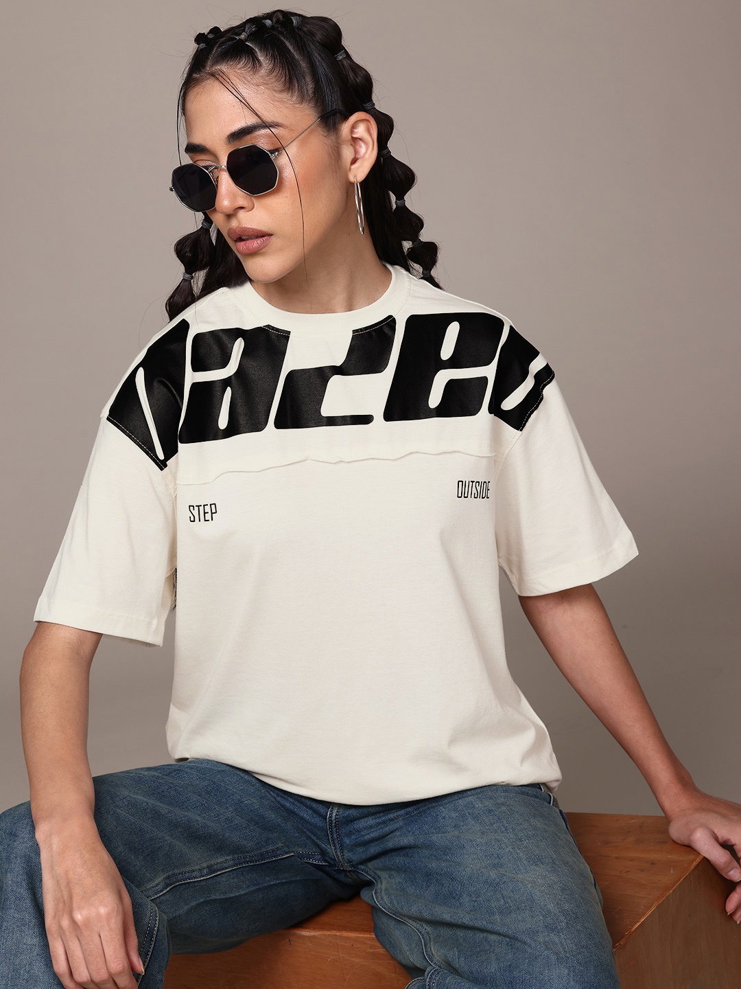 

The Roadster Lifestyle Co. Printed Oversized T-shirt, Off white