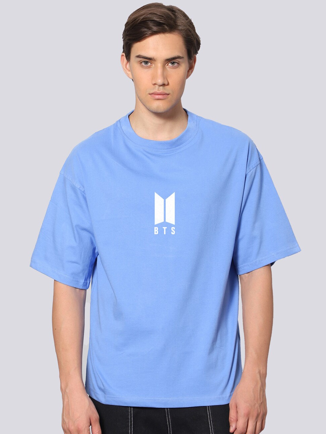 

Besick Men Geometric Printed Oversized T-shirt, Blue