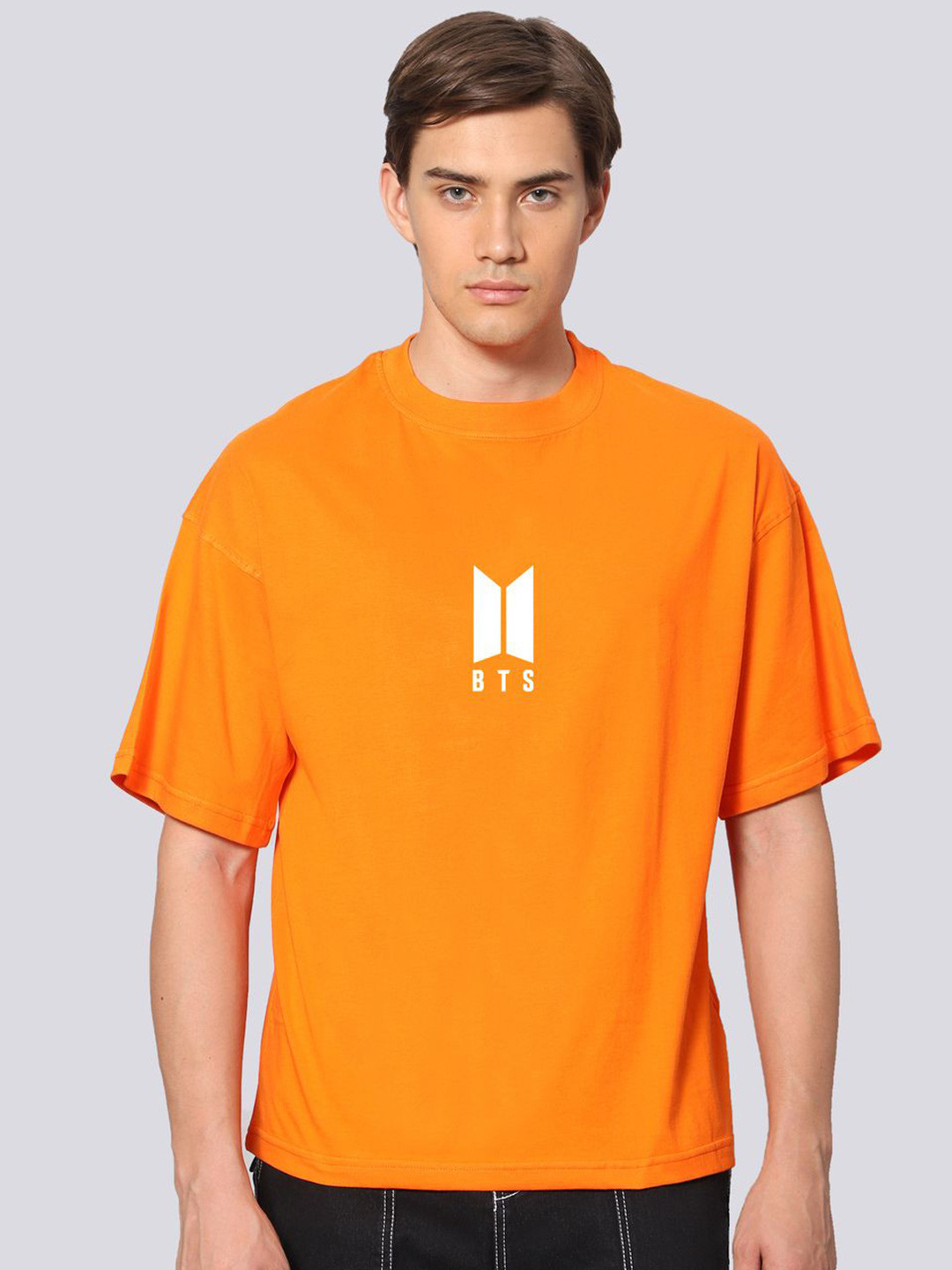 

Besick Men Geometric Printed Oversized T-shirt, Orange