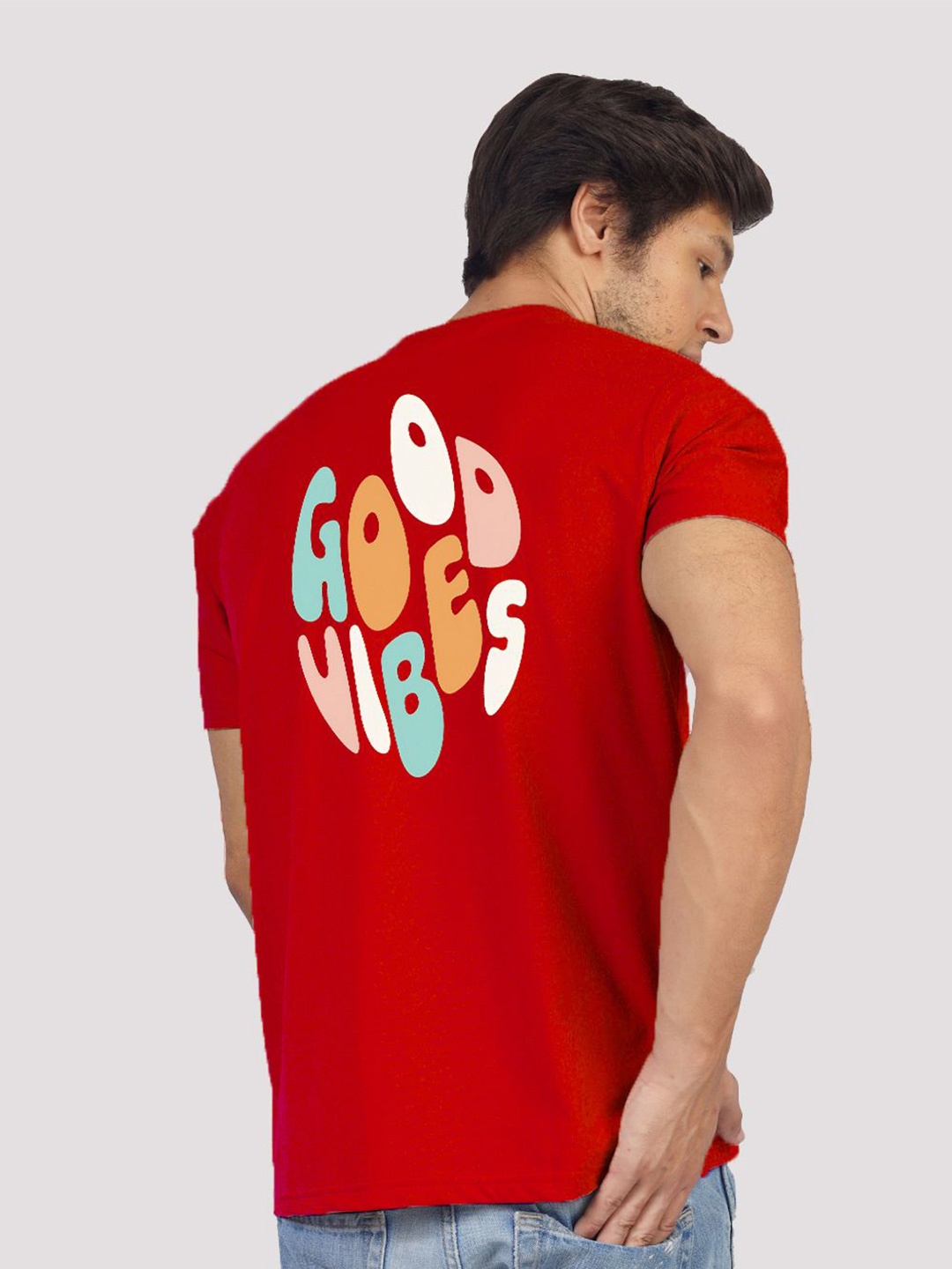 

Greylongg Men Graphic Printed Round Neck T-shirt, Red