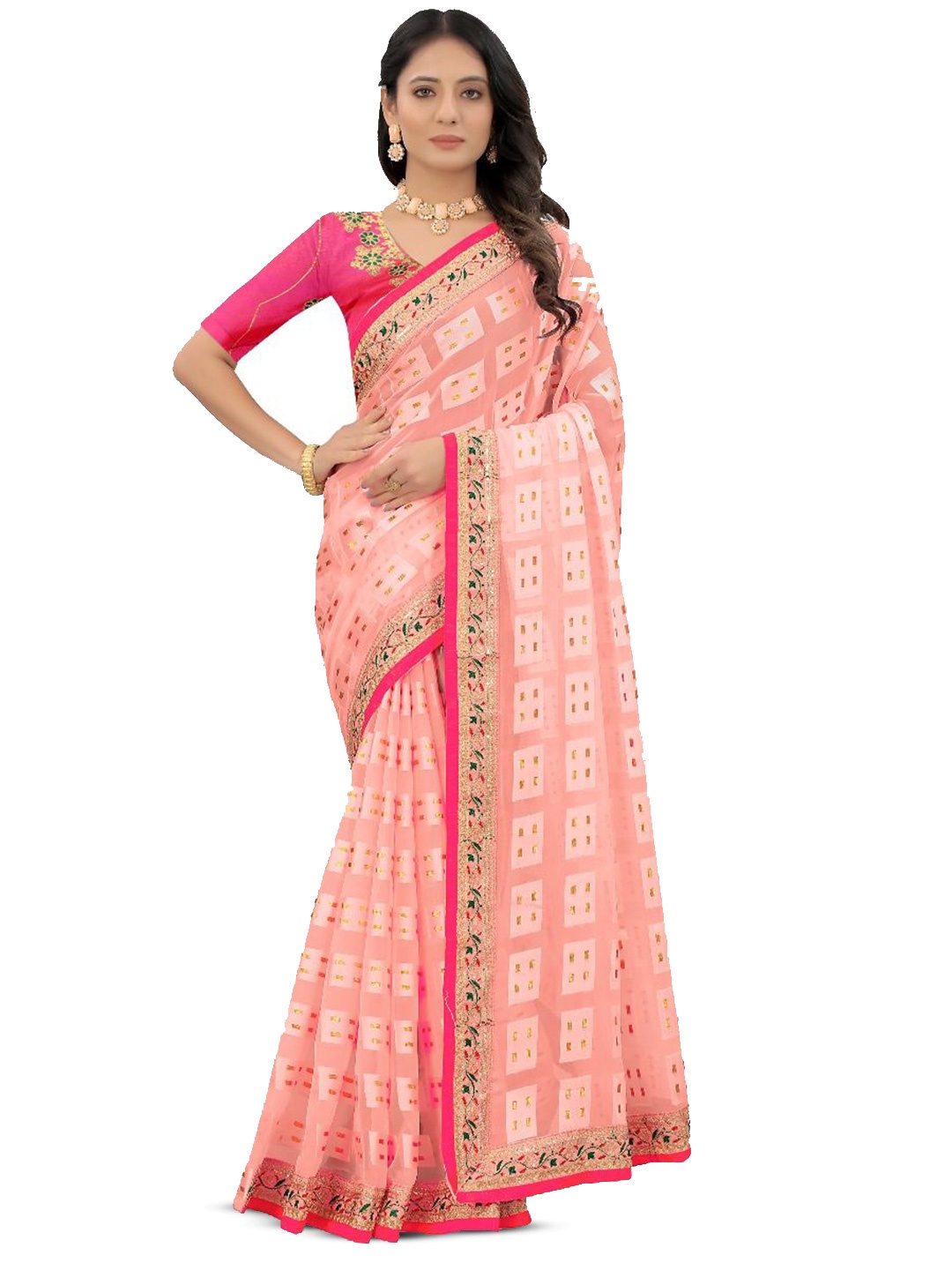 

Monoria Embroidered Saree, Pink