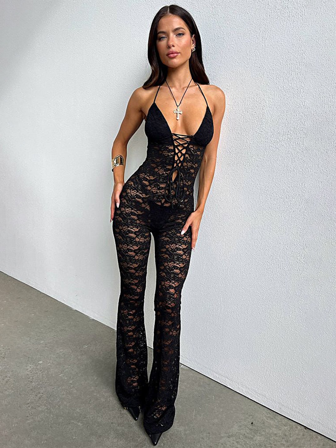 

LULU & SKY Scoop Neck Sleeveless Basic Jumpsuit, Black