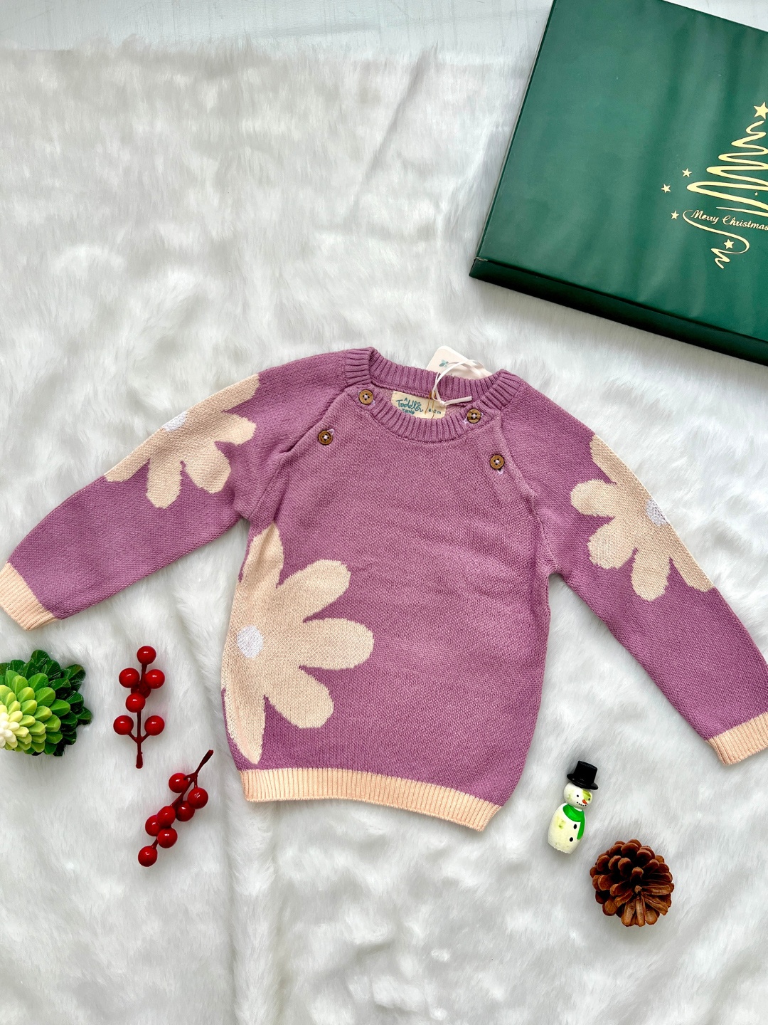 

A Toddler Thing Unisex Kids Floral Ribbed Round Neck Cotton Pullover, Lavender