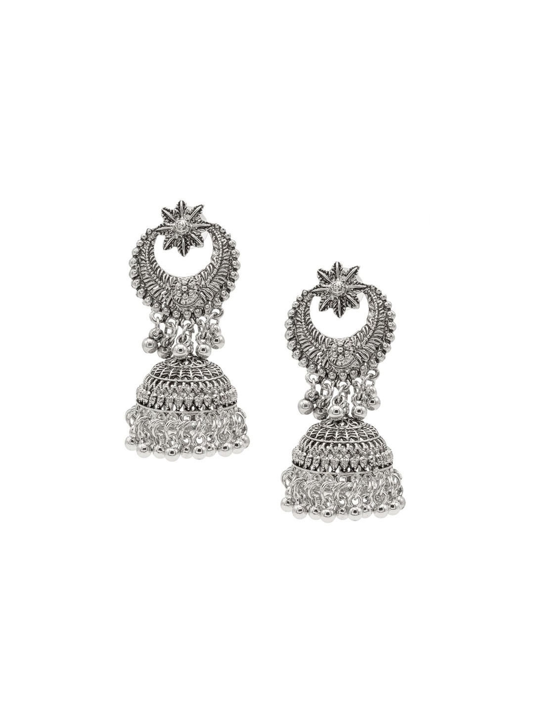 

Shining Jewel - By Shivansh Contemporary Jhumkas Earrings, Silver