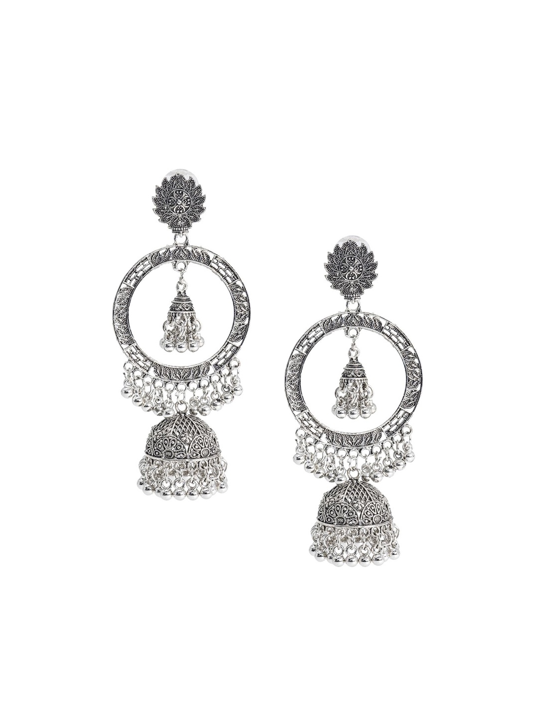 

Shining Jewel - By Shivansh Contemporary Jhumkas Earrings, Silver