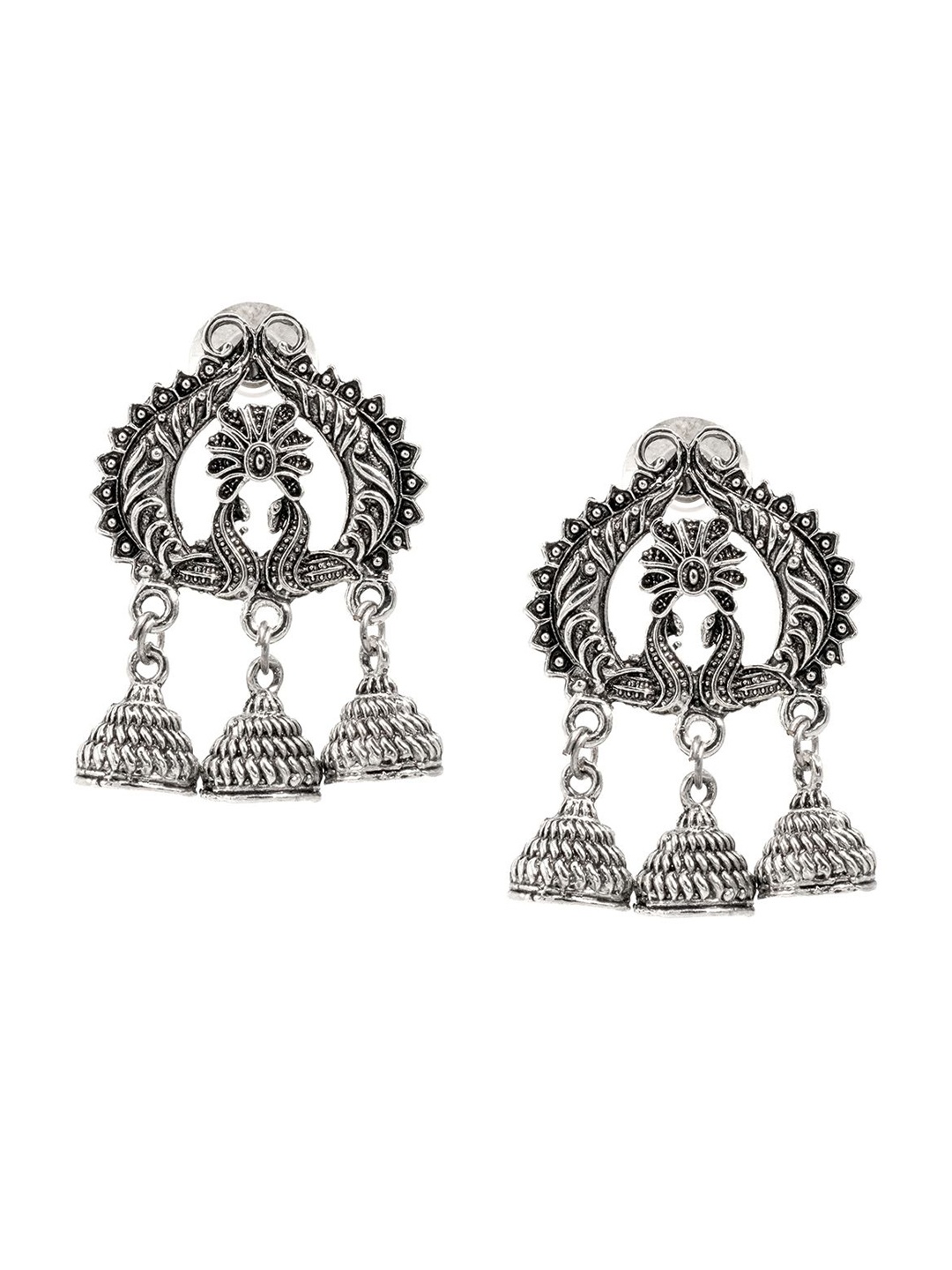 

Shining Jewel - By Shivansh Contemporary Jhumkas Earrings, Silver
