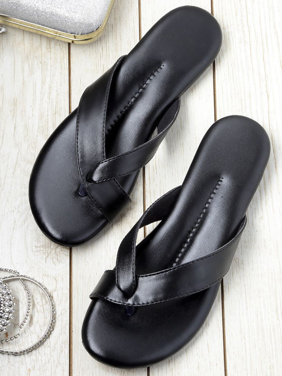 

AROOM Women T-Strap Flats, Black