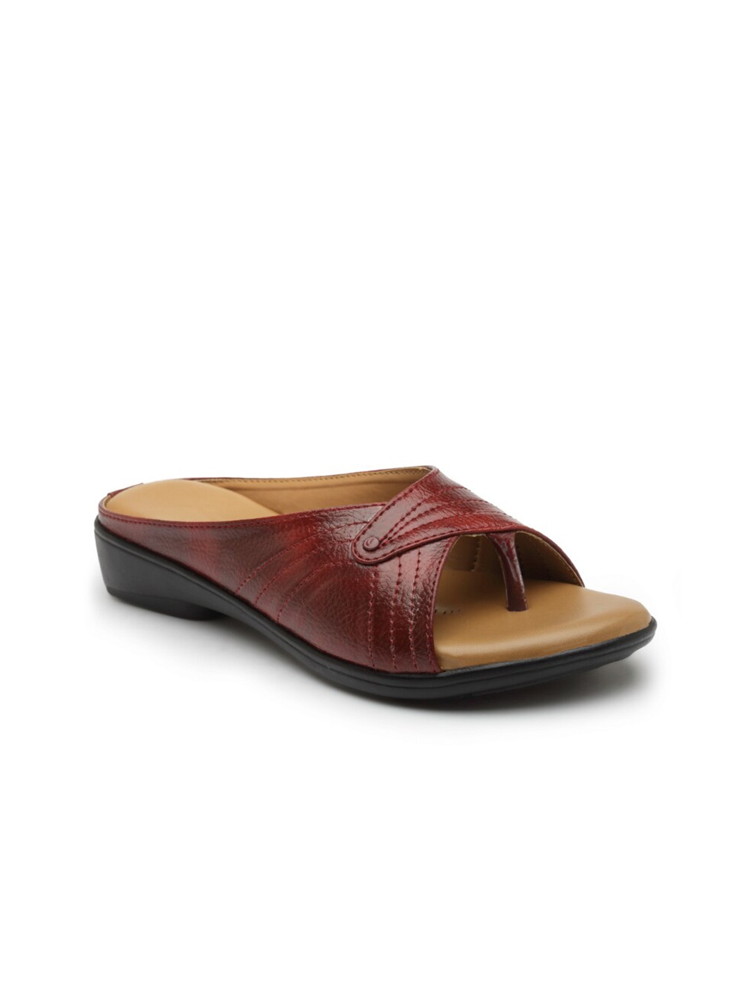 

AROOM Women Textured Open Toe Flats, Red