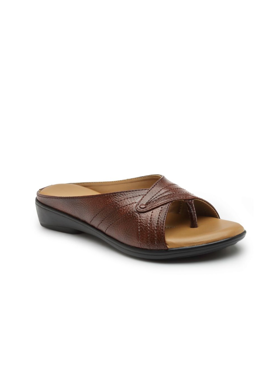 

AROOM Women Textured Open Toe Flats, Brown