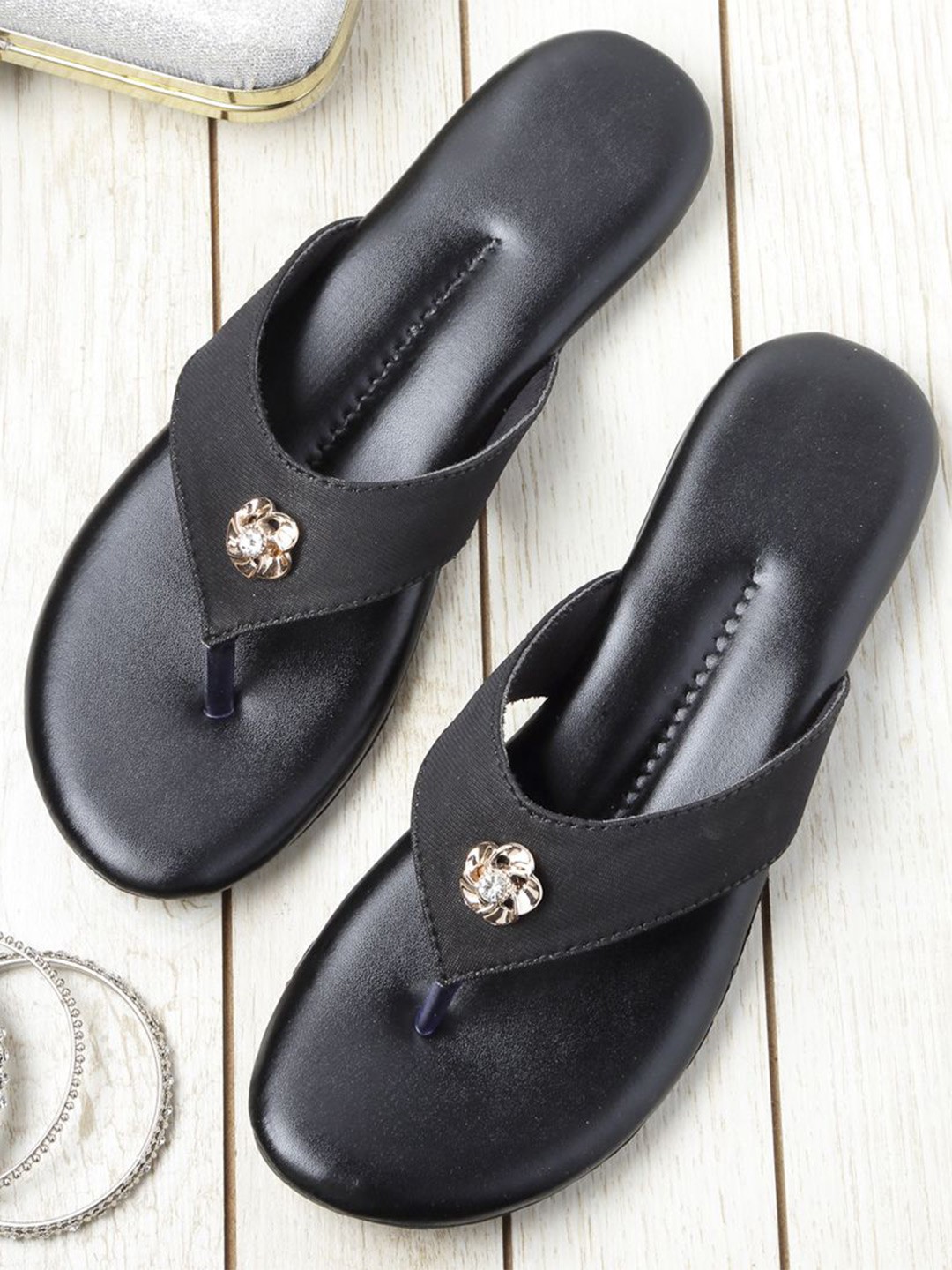 

AROOM Women T-Strap Flats, Black