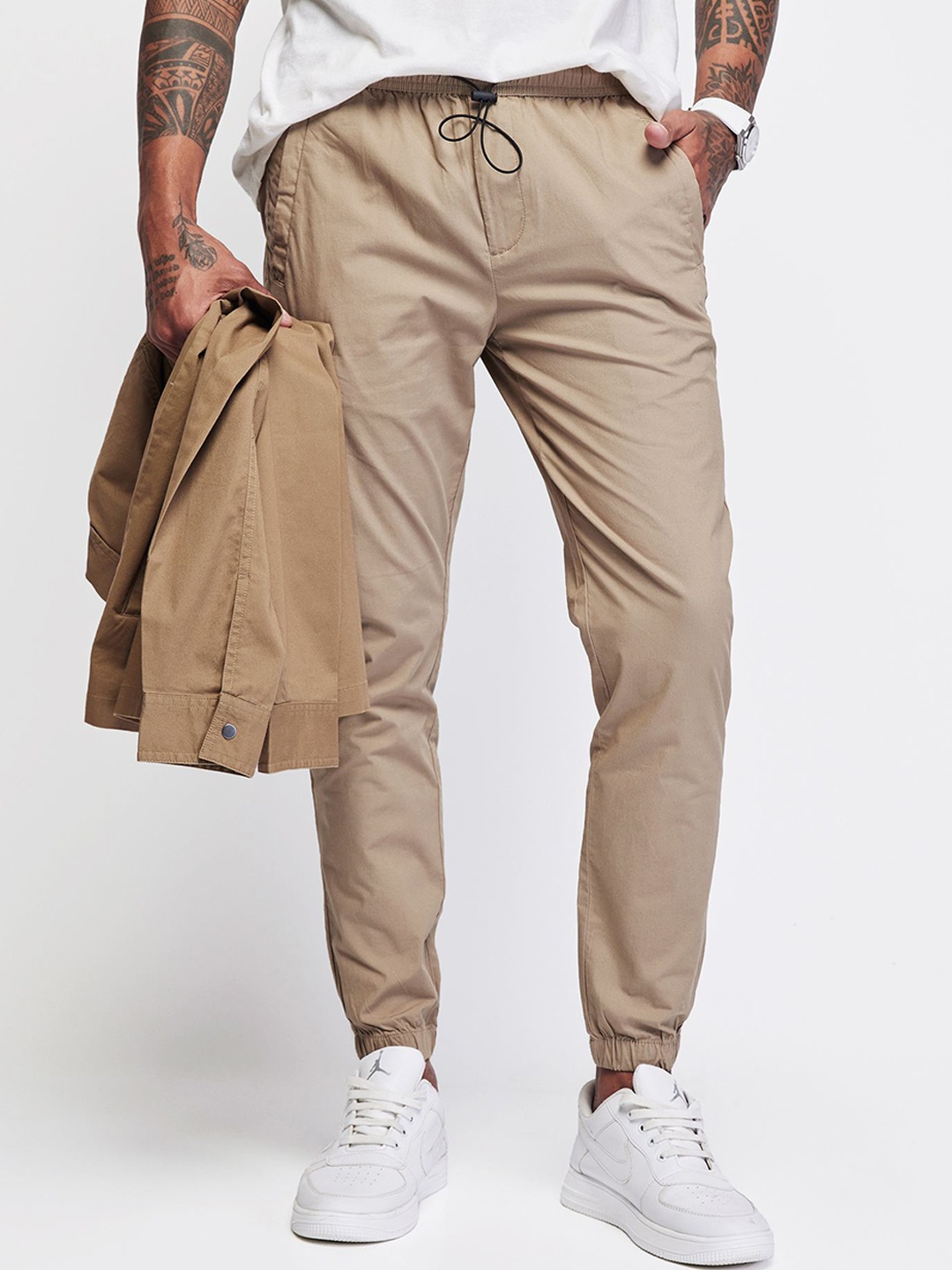 

Red Flame Men Slim Fit Joggers Trousers, Khaki