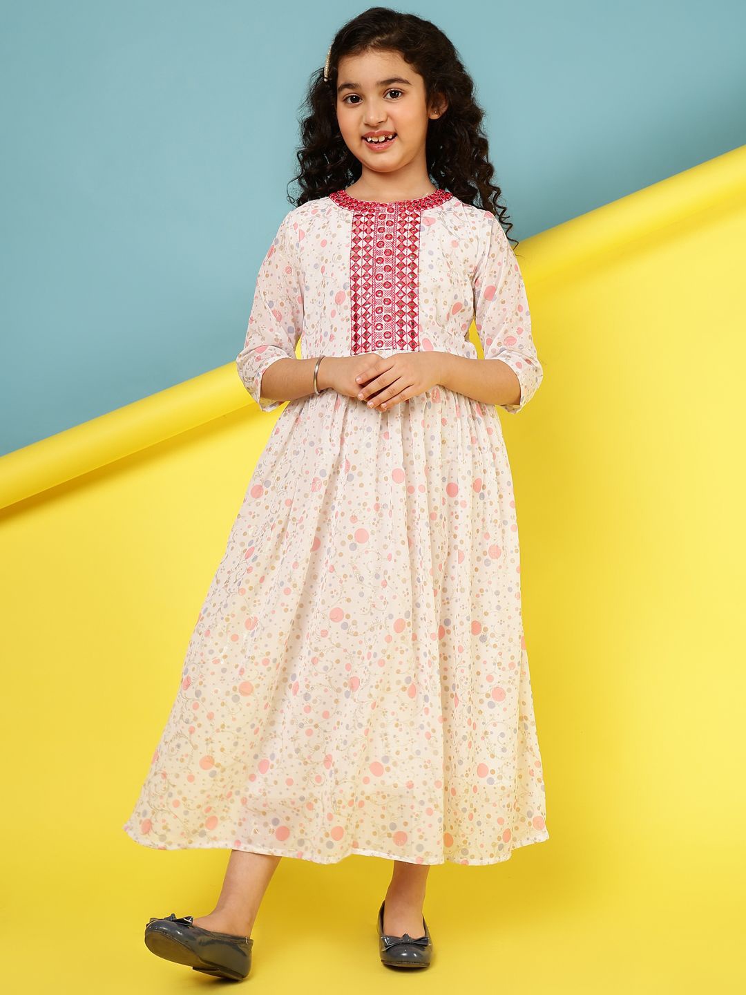 

BAESD Floral Print Keyhole Neck Georgette Maxi Dress, Pink