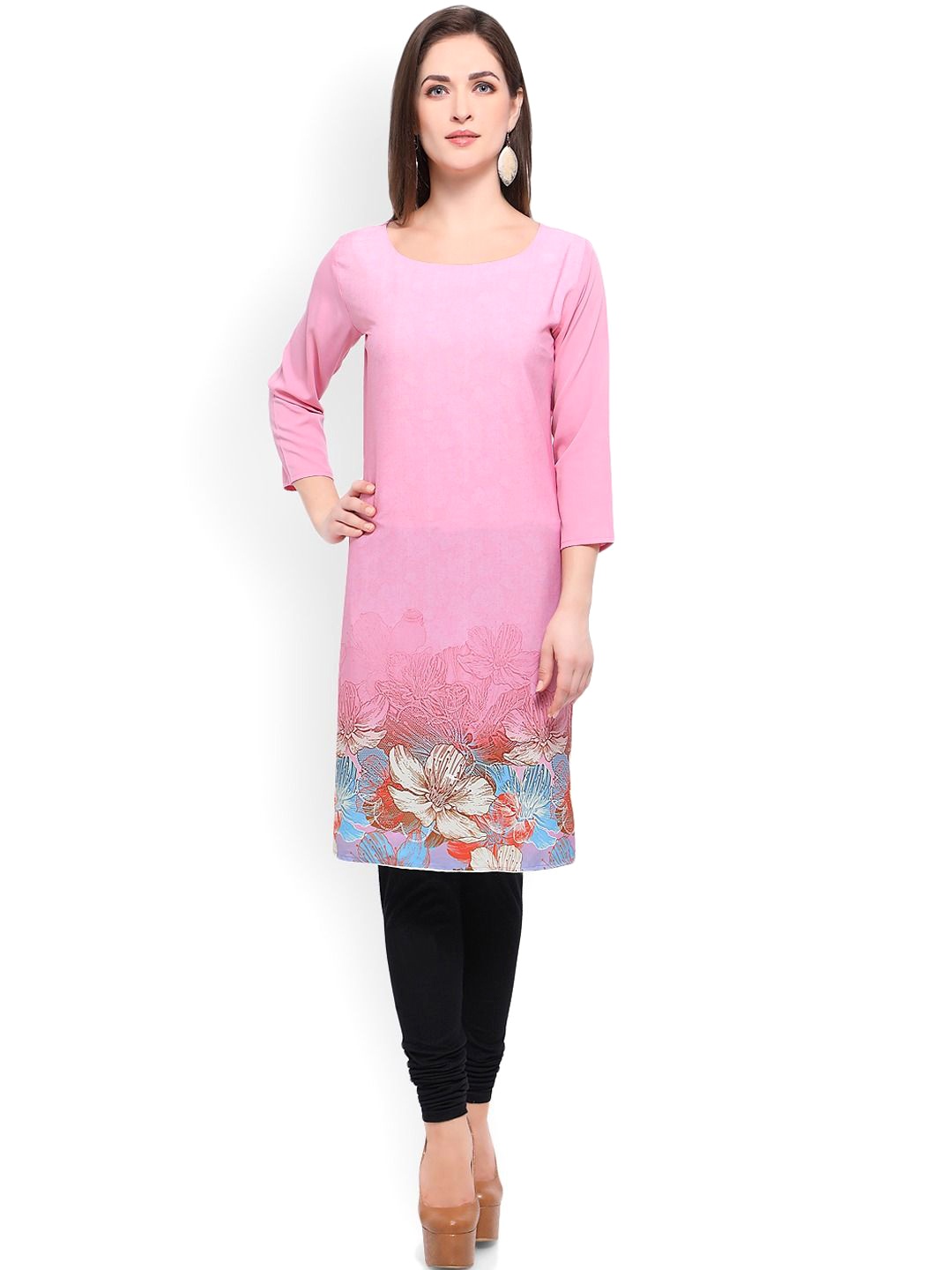 

KALINI Women Yoke Design Patchwork Crepe Kurta, Pink
