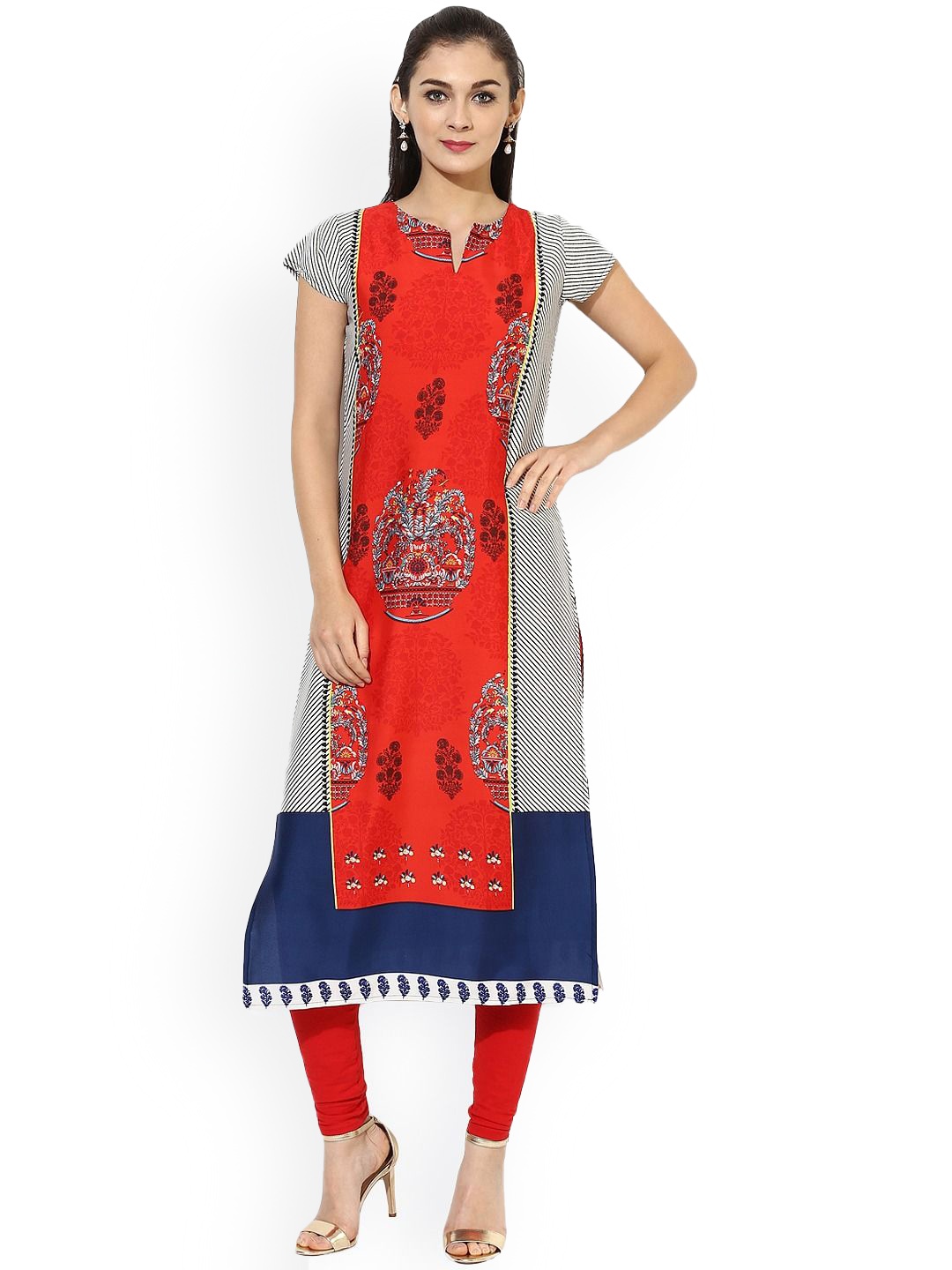 

KALINI Women Ethnic Motifs Printed Sequinned Kurta, Red