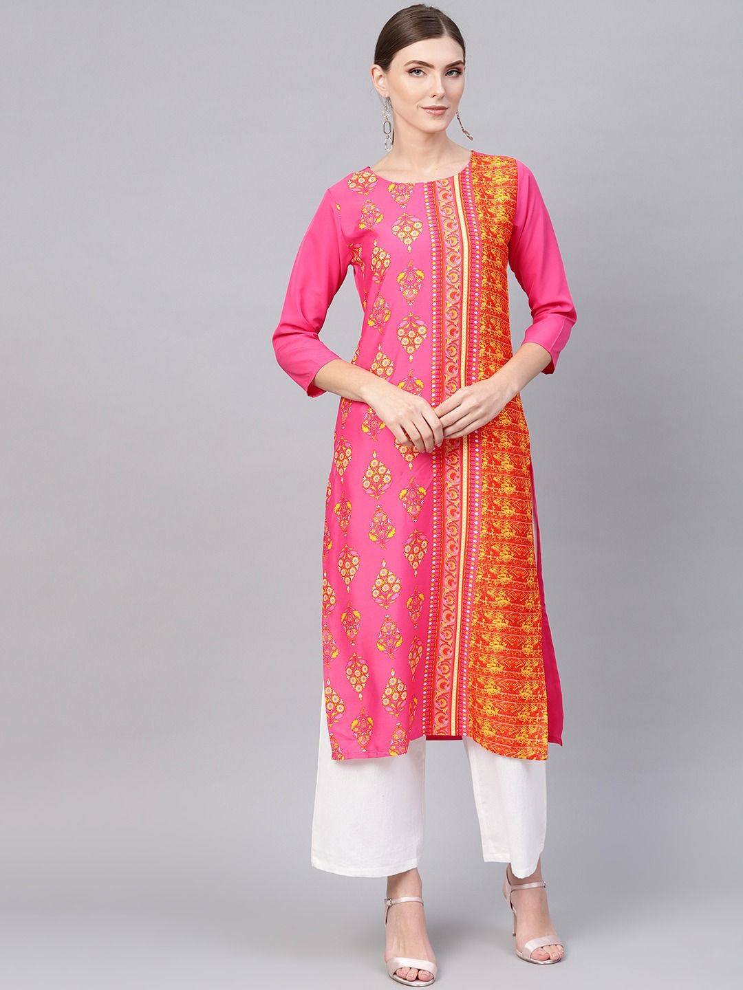 

KALINI Women Ethnic Motifs Embroidered Sequinned Crepe Kurta, Pink