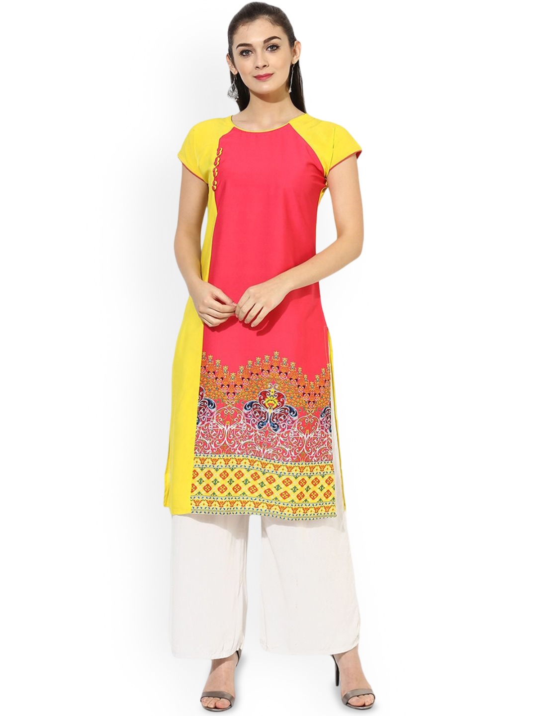 

KALINI Women Paisley Printed Sequinned Kurta, Yellow