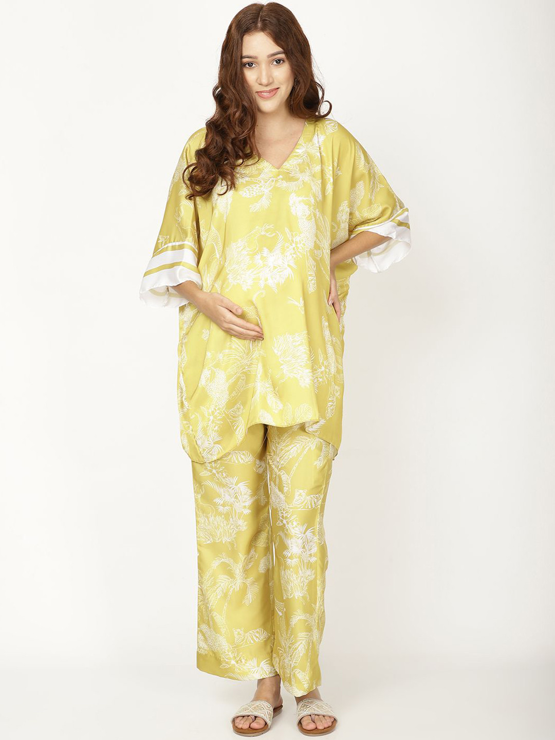 

Ranng Printed Top With Trouser Co-Ords, Yellow