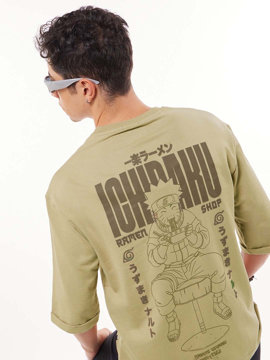 

Bewakoof Heavy Duty 1.0 Men Brown Naruto & Ramen Graphic Printed Super Loose Fit T-shirt