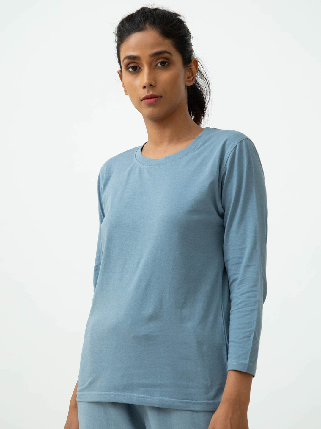 

Saltpetre Women Solid Organic Cotton T-shirt, Blue