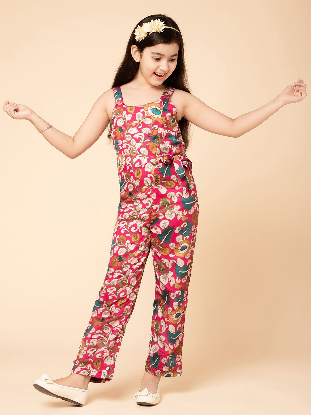 

PICCOLO Girls Modal Printed Basic Jumpsuit, Pink