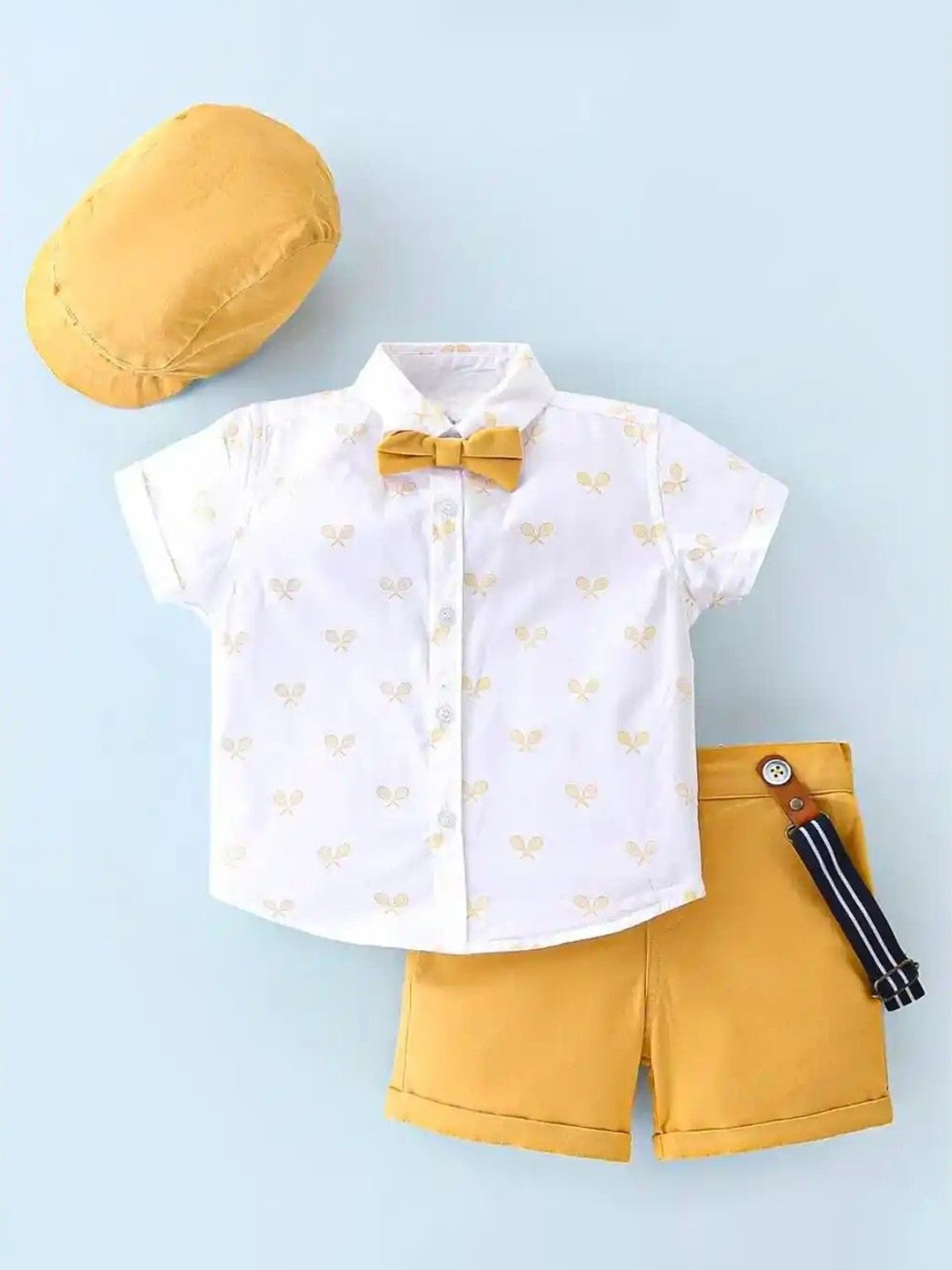 

TEDDY HOUSE Unisex Kids Printed T-shirt with Shorts, White