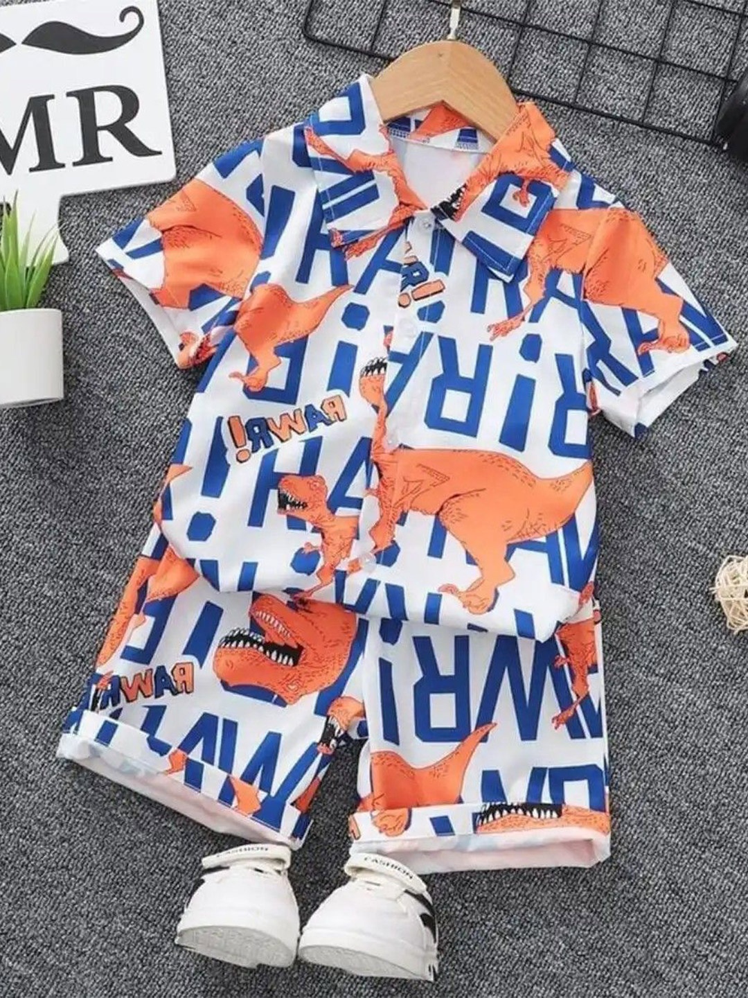 

TEDDY HOUSE Unisex Kids Printed T-shirt with Shorts, White