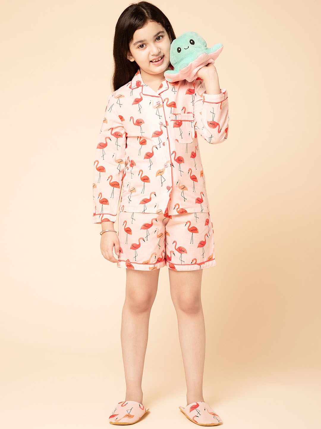 

PICCOLO Girls Printed Night suit, Pink