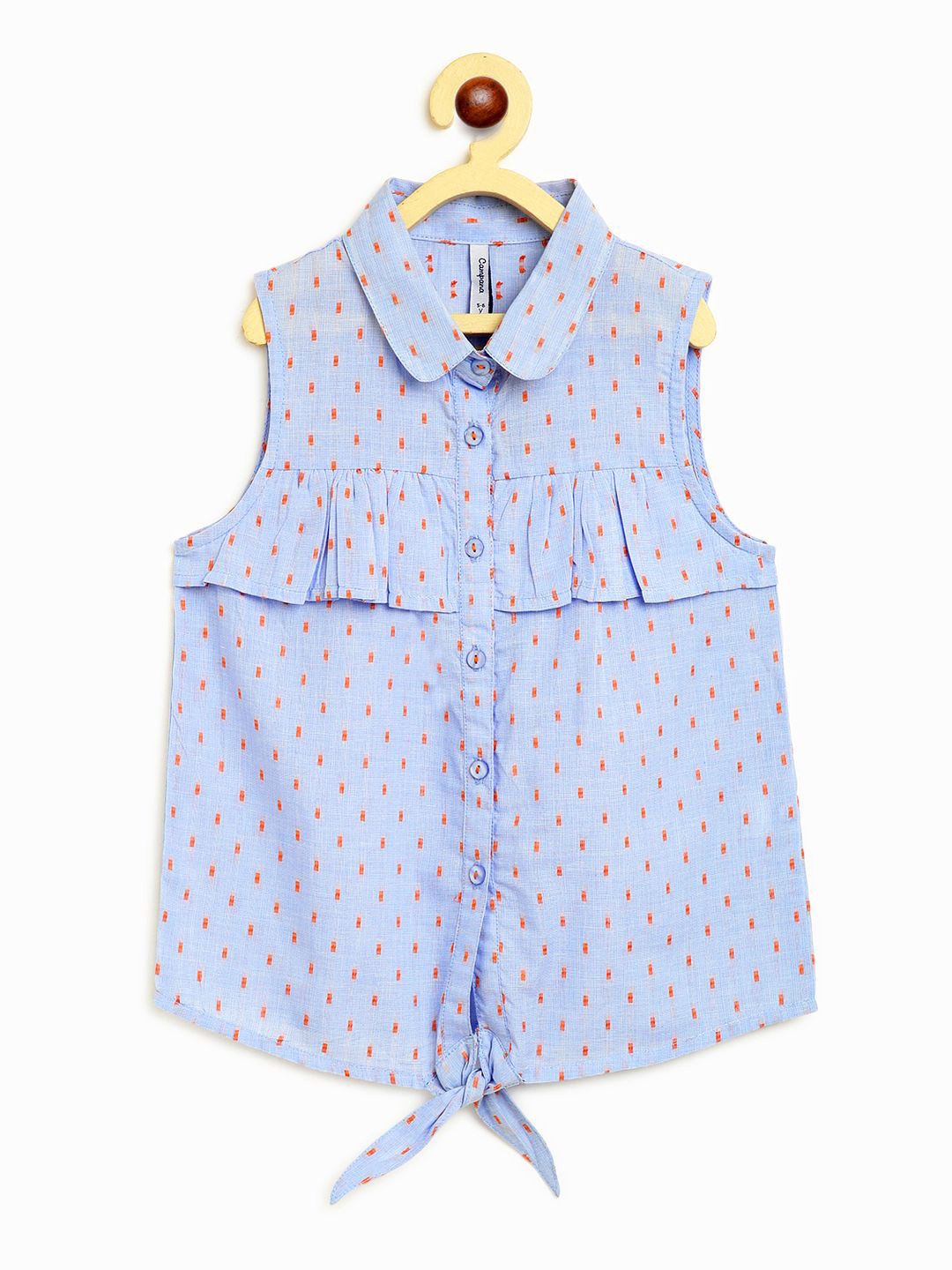 

Campana Polka Dot Print Cotton Shirt Style Top, Blue