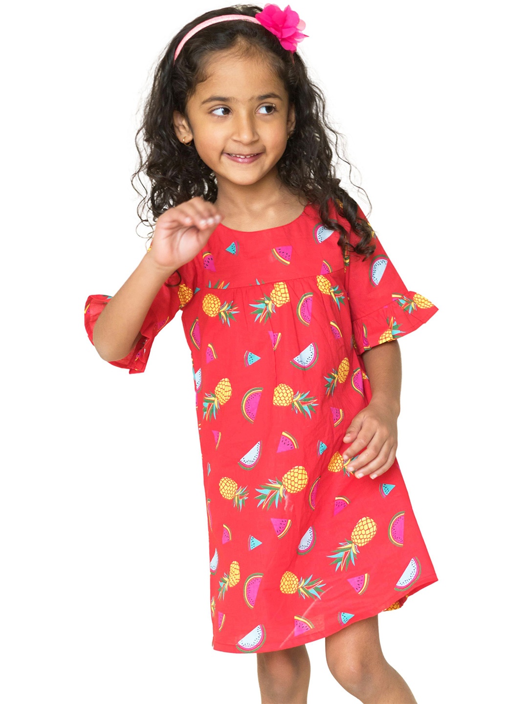 

Campana Print A-Line Dress, Red