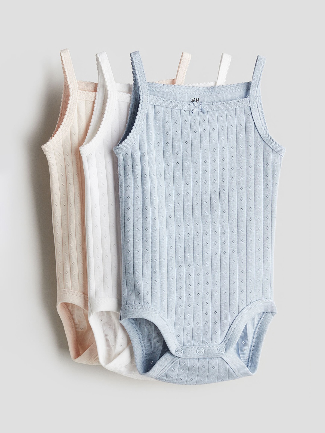 

H&M Boys Pack Of 3 Pure Cotton Bodysuit, Blue