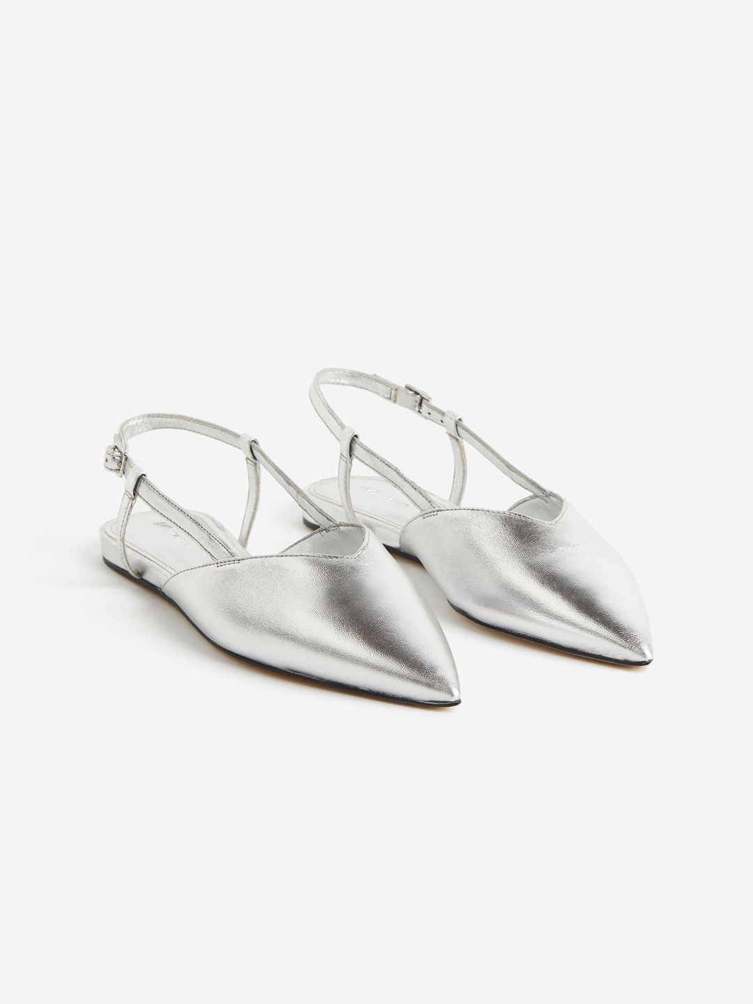 

H&M Leather Slingbacks, Silver