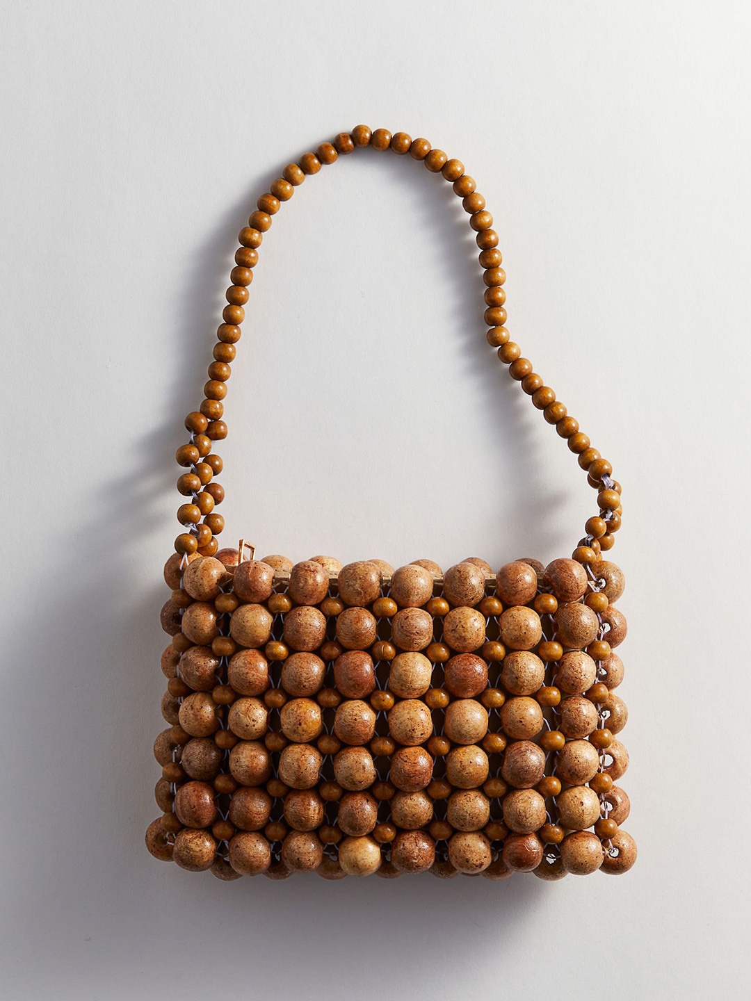 

H&M Women Wooden-Bead Handbag, Beige