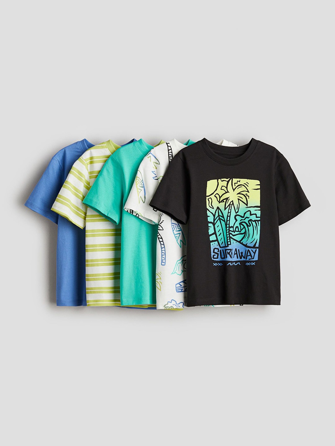 

H&M Boys 5-Pack Jersey T-Shirts, Green